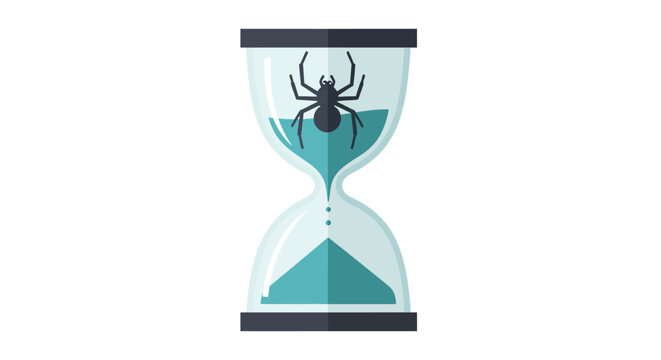 Spider in hourglass timer symbol.