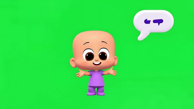 Happy Toddler Standing Cartoon Character