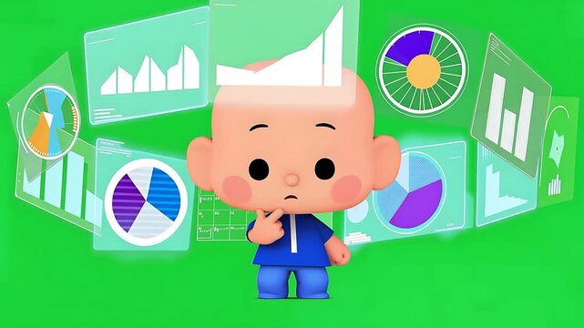 Smart Kid Presenting Chart Cartoon
