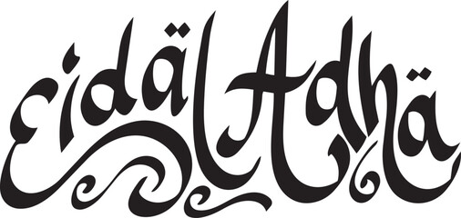 Eid al-Adha calligraphy in black a decorative Islamic holiday greeting for religious celebrations and cultural events © qurat
