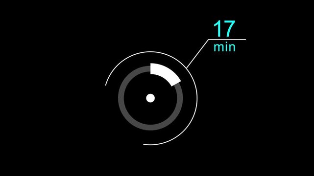 29 min clock loading icon animation. Digital and analog clock 29 minutes isolated on white background. and creating a stunning video.4k video.