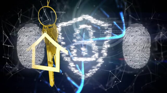Globe flickering, key swinging, shield forming, lock appearing, ribbon sweeping, boosting security