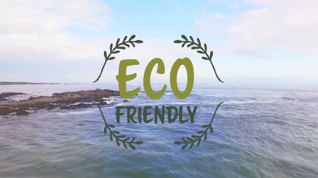 Overlay fading in, ECO FRIENDLY emblem morphing into stalk, rising from water, showing eco message