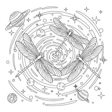 hand drawn zodiac astrology circle with mystical symbols and constellations