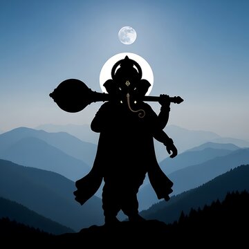 Hindu God Ganesha Silhouette.