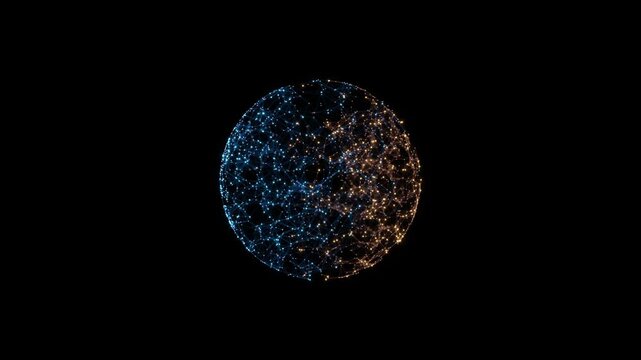 A glowing blue circular light Central data orb receiving pulse, pulsing flare and rippling circuits, indicating scanning sparks against a dark background energy orb pulsating with light