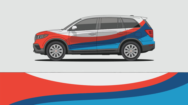 Colorful SUV vehicle side view.