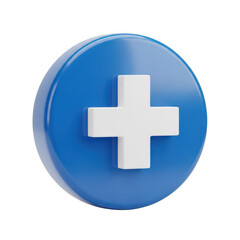 Obraz premium Modern blue plus sign icon with glossy reflection on circular background