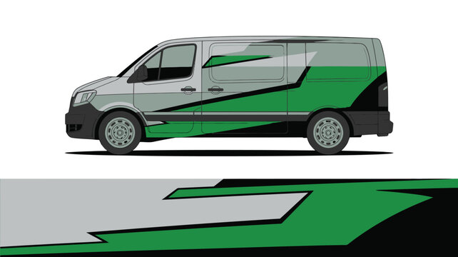 Green and grey van vehicle design.