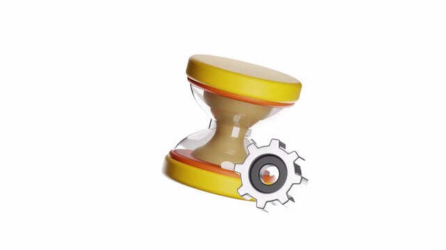 3d looping ui icon hourglass with a gear symbolizes time management and efficiency, perfect for business presentations, websites, or as a concept image.