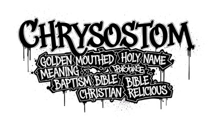 Obraz premium Black and white stylized graphic with christian related words for editorial use