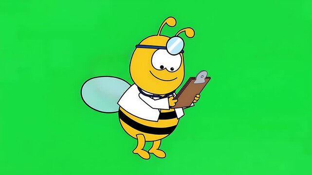 Bee Writing on Clipboard Cartoon Character