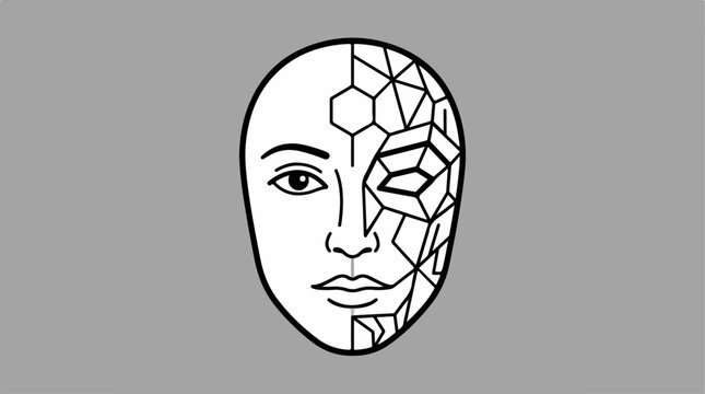 Abstract illustration of a human face with geometric pattern.