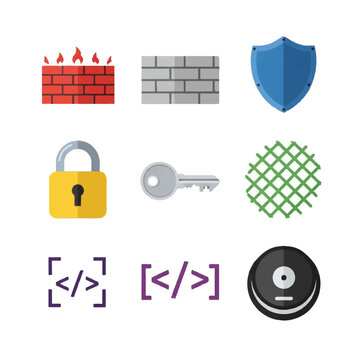 Digital security icons and symbols.