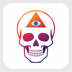 Obraz premium Skull with All-Seeing Eye and Triangle