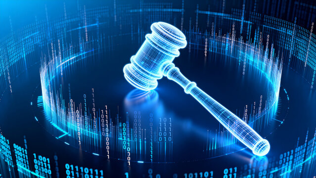 Digital gavel with binary code