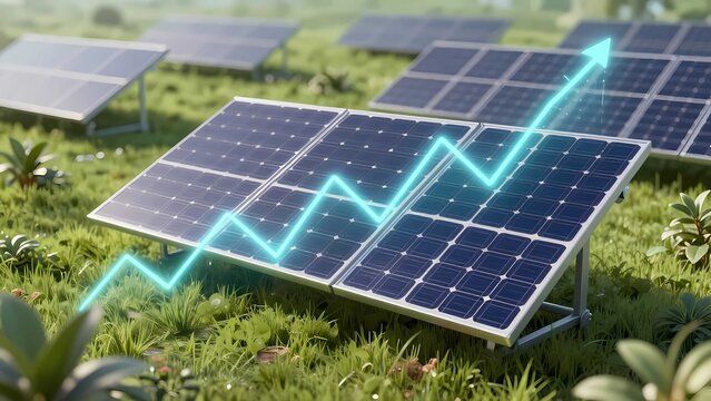 Renewable solar panel technology generating clean energy for eco friendly sustainable power