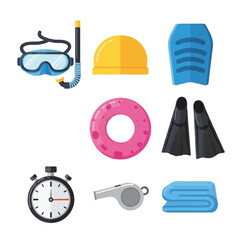Swimming goggles and diving equipment set. © arlisa