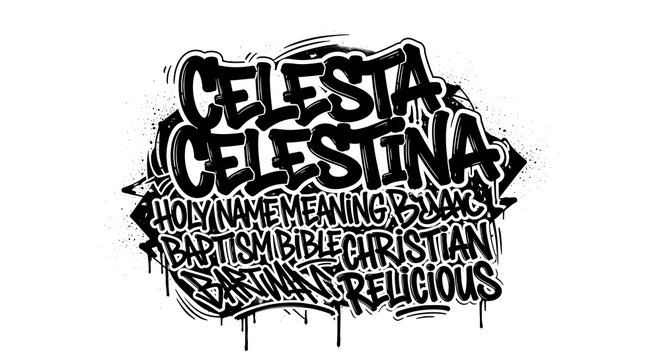 Celesta celestina graffiti style text design on white background