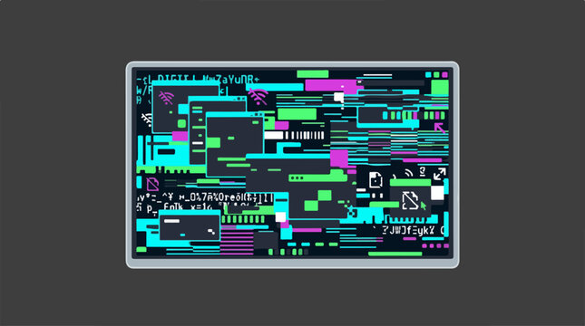 Digital Glitch Screen Interface Abstract Background.