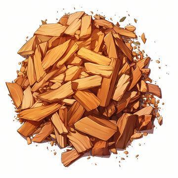 Top-down illustration of a pile of wood chips.