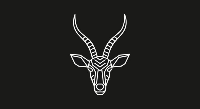 Geometric antelope head icon in modern minimalist line art