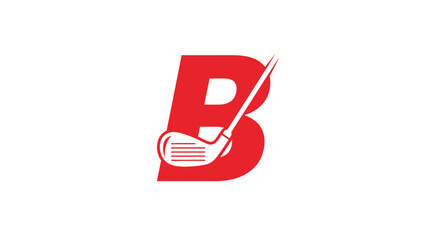 Golf letter b logo design red white vector illustration isolated © ikk