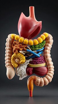 Anatomy's Complexity: A detailed and colorful illustration unveils the intricacies of the human digestive system, showcasing each organ's structure.