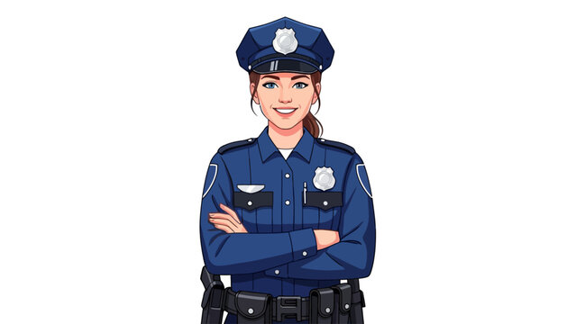 Female Police Officer Standing Confidently.