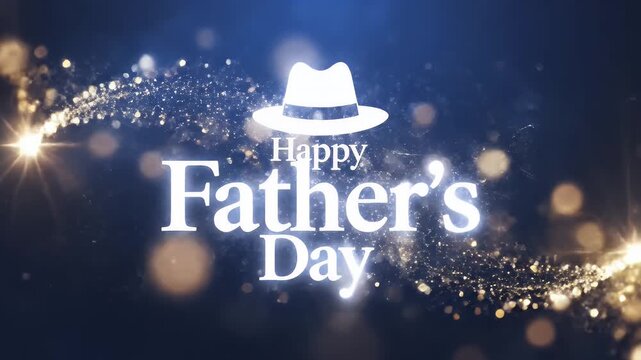 Fathers day greeting with hat illustration and glowing particles