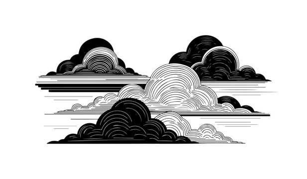 Minimalist Abstract Cloud Texture Artwork in Bold Black and White