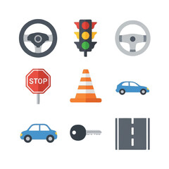 Traffic Road Transport Icon Set. © arlisa