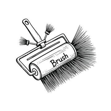 Paint roller with bristles and handle.