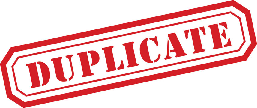A clear red DUPLICATE stamp marking a second copy of a document on a clean white background