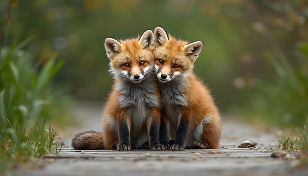 red fox vulpes, red fox cub, blurred background, safari travel, 