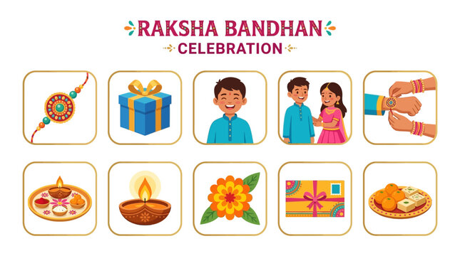 Raksha Bandhan Celebration with Rakhi Gift Sibling Ritual Diya Flower and Sweets