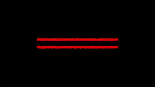 Two Red Pencil Drawn Horizontal Strokes Animating on Transparent Background, Alpha Channel Looping Animation