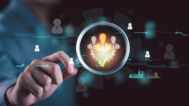 Human resources specialist utilizing talent selection system candidate screening, recruitment analytics, workforce evaluation, hiring optimization, employee assessment, data-driven decision strategy