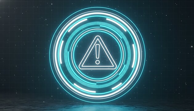 Glowing Neon Warning Icon Circle