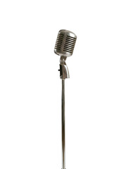 Fototapeta premium Vintage microphone on stand with transparent background
