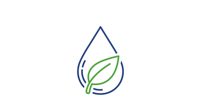 Leaf in water drop eco symbol.