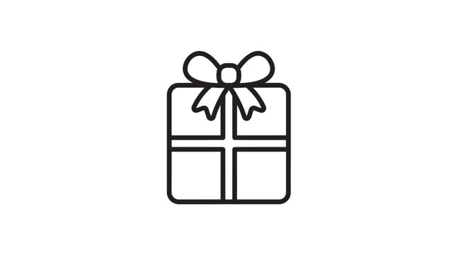 Gift box icon with ribbon bow line art celebration surprise birthday