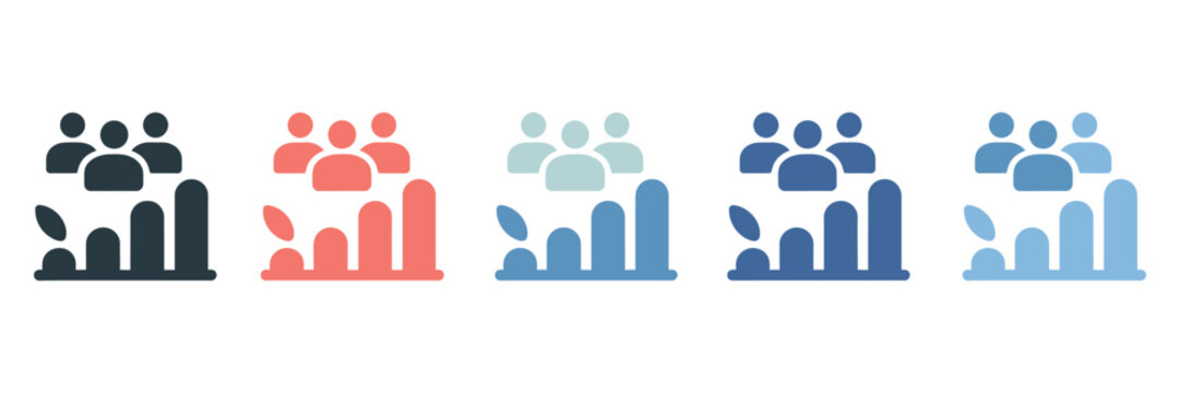Community impact icon sheet multiple style collection, people connection and outreach icons, clean flat and outline vector pack for charity work