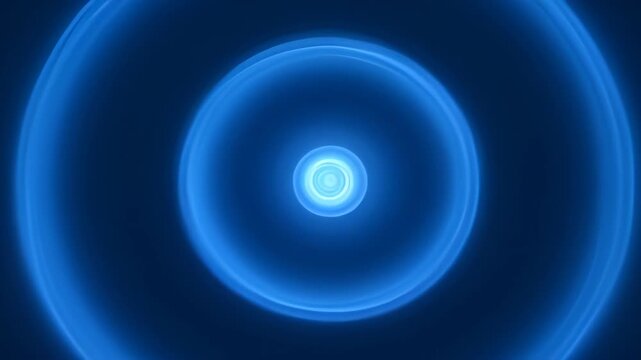 Abstract blue circular concentric business cycle elegance light glow background, glowing ring dark minimal futuristic design with smooth halo and calm style, searchable SEO title for video upload