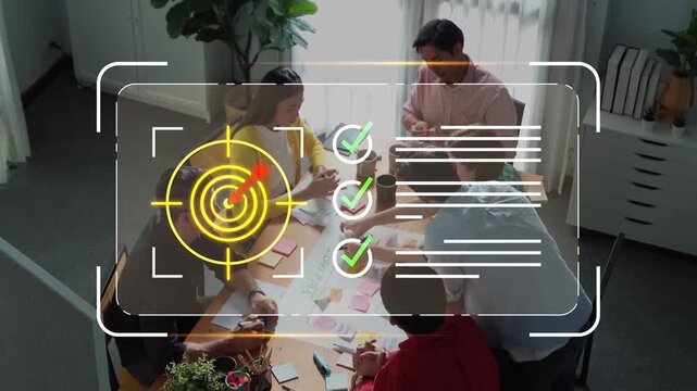 Collaborative Team Meeting with Focus on Strategy Planning and Goal Setting with Visual Elements Highlighting Productivity and Efficiency Gluon.