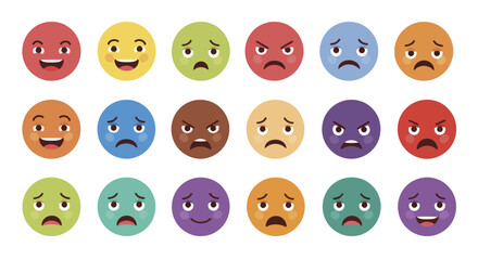 Fototapeta premium Collection of Diverse Emoji Faces Expressing Various Emotions.