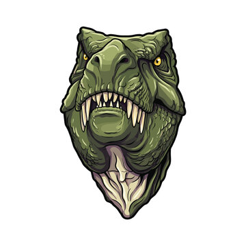 Green T Rex Dinosaur Head Mascot