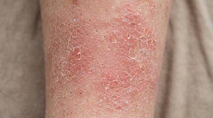 Fototapeta premium Skin Affected by a Severe Dermatological Condition with Extreme Dryness Flaking and Redness