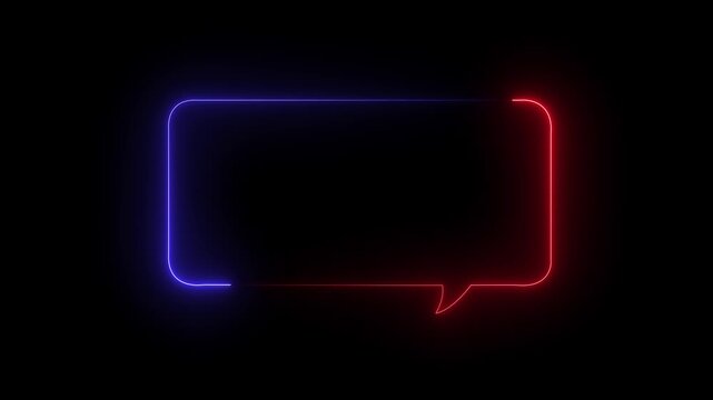 Seamless loop animated speech bubble with two tone neon color 4K video motion graphic isolated on black background.