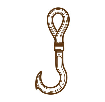 Brown fishing hook with eye loop and barb  fishing equipment